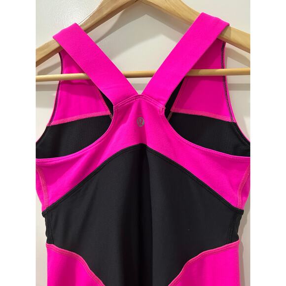Lululemon Deep V-Neckline Raspberry Glo Light & Black Athletic Tank Top Size 6 - Picture 7 of 9
